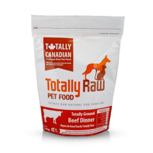 Raw pet food with ground beef meat and organs